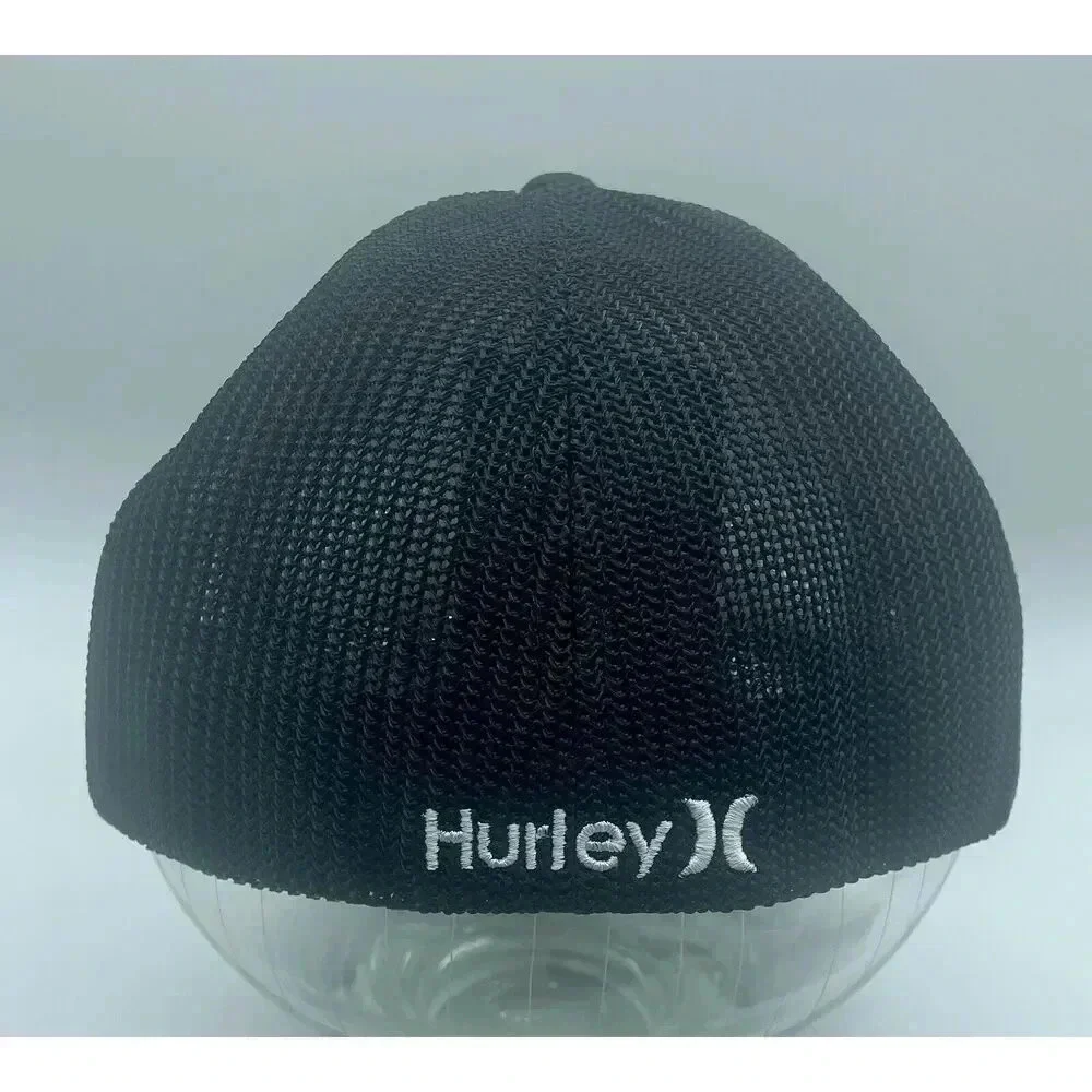 Hurley Flexfit Mesh‎ Cap Hat Black & White Yupoong Size L - XL NWOT